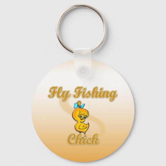 Fly Fishing Chick Key Ring (Front)