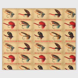 Fly Fishing Christmas Wrapping Paper. Fishermen Wrapping Paper