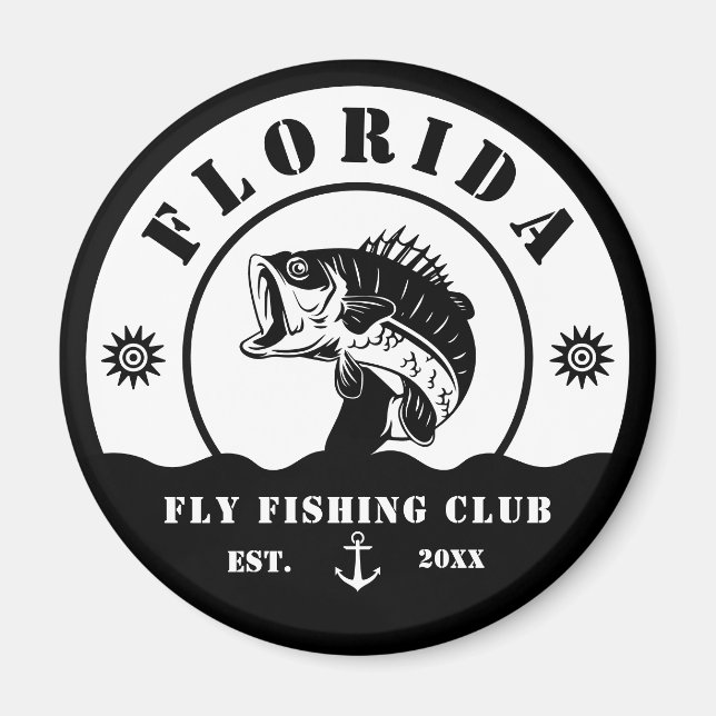 Fly Fishing Club trip Fisherman camping Leather Pa Magnet (Front)