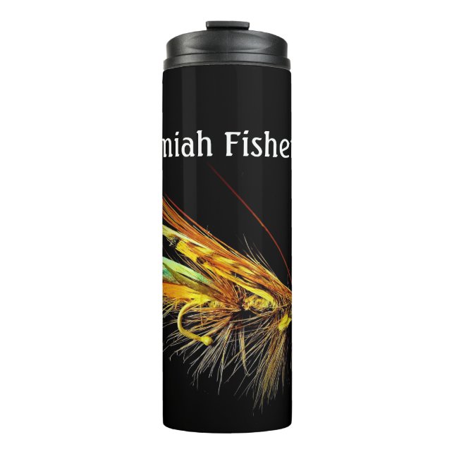 Fly Fishing colourful Fishing Fly Personalise Thermal Tumbler (Front)
