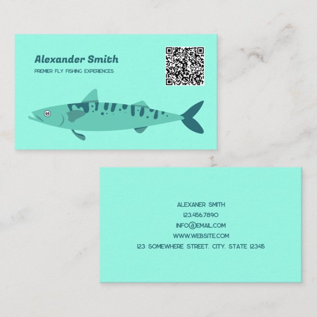 Fly Fishing Custom QR Business Card (Front/Back)