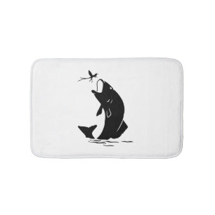 Fly Fishing Fish Jump Larvea Hook Fisherman Gift Bath Mat