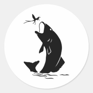 Fly Fishing Fish Jump Larvea Hook Fisherman Gift Classic Round Sticker