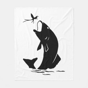 Fly Fishing Fish Jump Larvea Hook Fisherman Gift Fleece Blanket