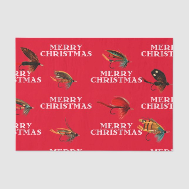 Fly Fishing Flies Merry Christmas Gift Tissue Tissue Paper (Front)