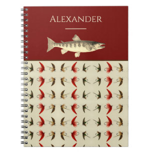 Fly Fishing Flies Rustic Salmon  Notebook