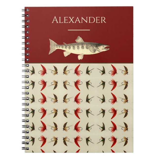 Fly Fishing Flies Rustic Salmon  Notebook (Front)
