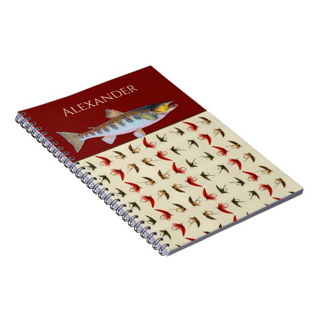 Fly Fishing Flies Rustic Salmon  Notebook (Right Side)
