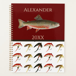 Fly Fishing Flies Rustic Salmon Notebook Planner