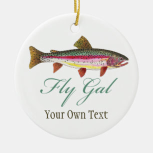 Fly Fishing Fly Gal Women's Ceramic Tree Decoration