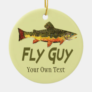 Fly Fishing Fly Guy Man's Ceramic Tree Decoration