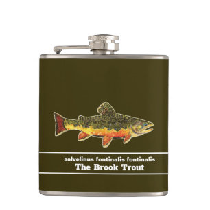 Fly Fishing for a Brookie - Brook Trout Fisherman Hip Flask
