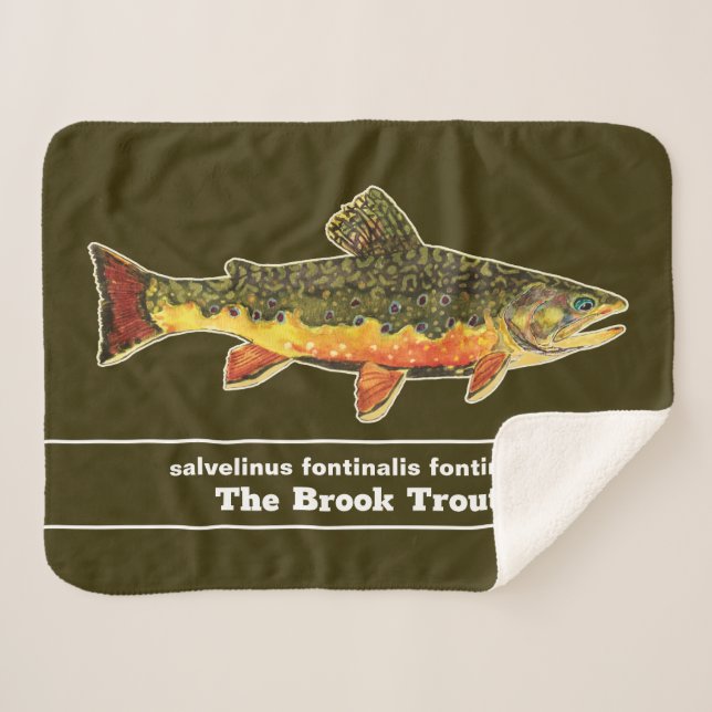 Fly Fishing for a Brookie - Brook Trout Fisherman Sherpa Blanket (Front (Horizontal))