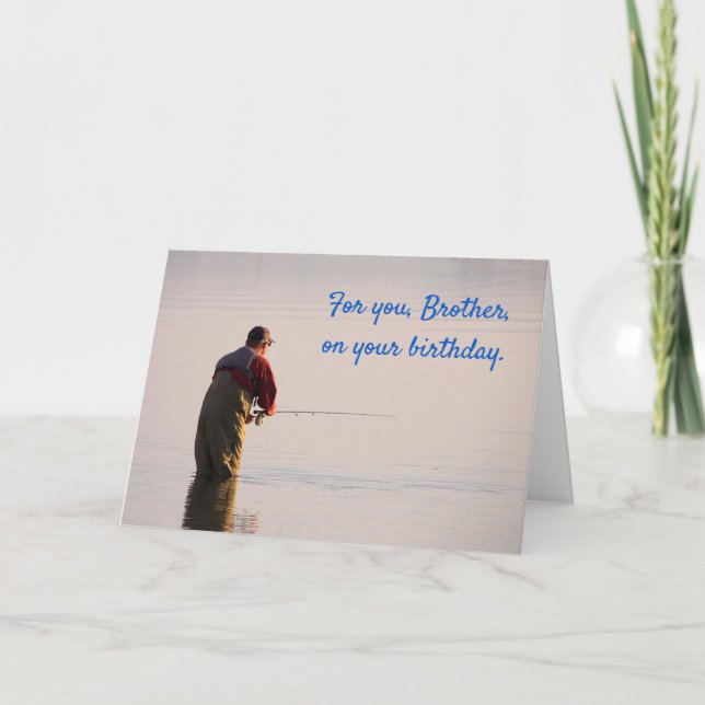 Fly Fishing "For Brother" Birthday Card (Front)