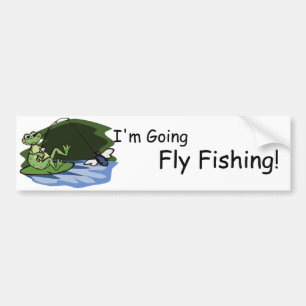 Fly Fishing Frog Bumper Sticker
