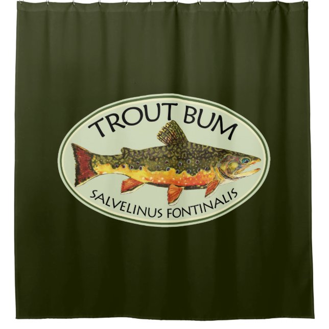 Fly Fishing Funny TROUT BUM Shower Curtain (Front)