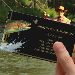 Fly Fishing Guide Charters Plain Black Trout       Business Card