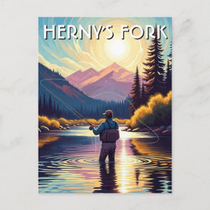 Fly Fishing in Henry's Fork Idaho Postcard