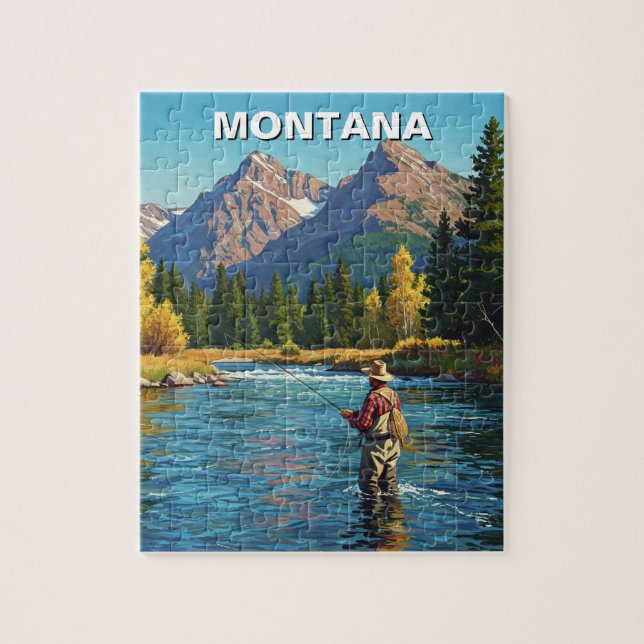 Fly Fishing in Montana Yellowstone river Jigsaw Puzzle (Vertical)