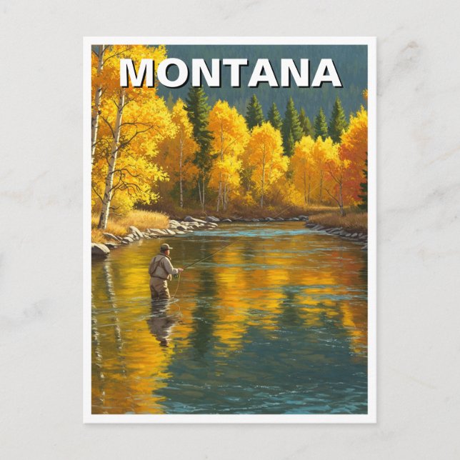 Fly Fishing in Montana Yellowstone river Postcard (Front)