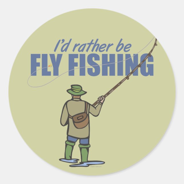 Fly Fishing in Waders Classic Round Sticker (Front)