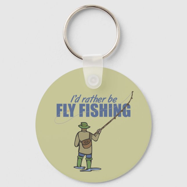 Fly Fishing in Waders Key Ring (Front)