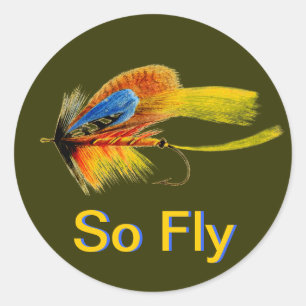 Fly Fishing Lure - So Fly Classic Round Sticker