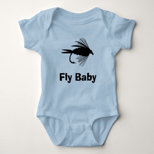 Fly Fishing lure to Personalise Baby Bodysuit (Front)