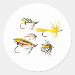 Fly Fishing Lures Classic Round Sticker