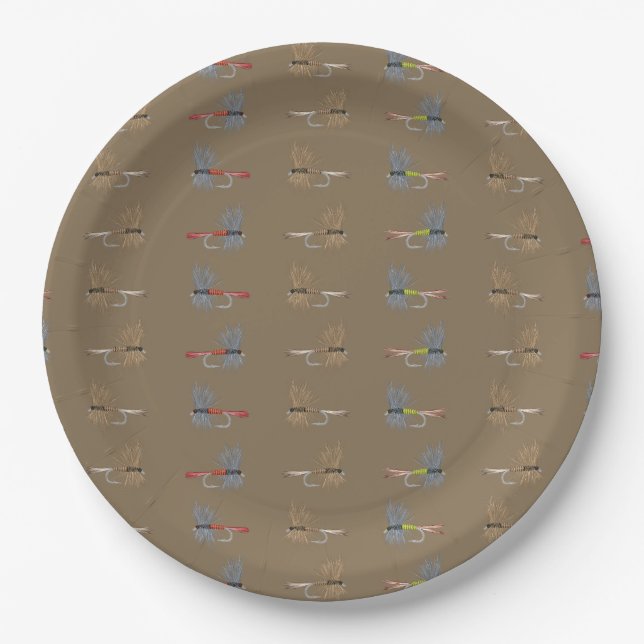 Fly Fishing Lures  Paper Plate (Front)