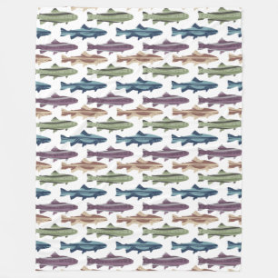 Fly Fishing Lures Pattern Fleece Blanket