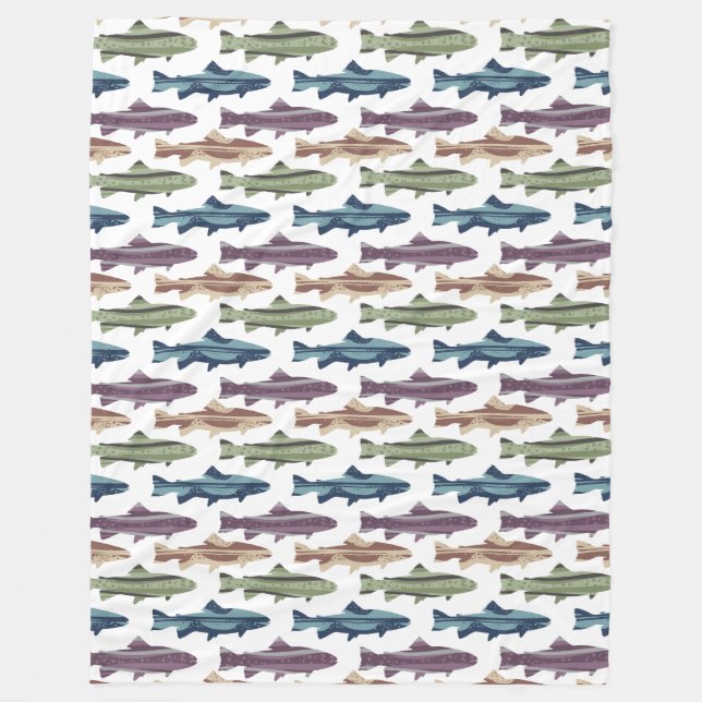 Fly Fishing Lures Pattern Fleece Blanket (Front)