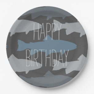 Fly Fishing Lures Pattern Paper Plate