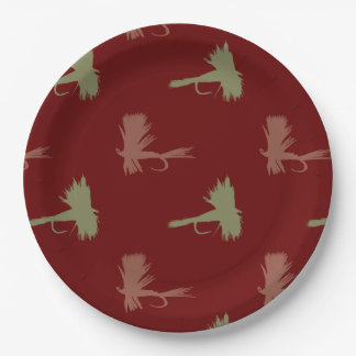 Fly Fishing Lures Pattern Paper Plate