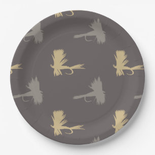 Fly Fishing Lures Pattern Paper Plate