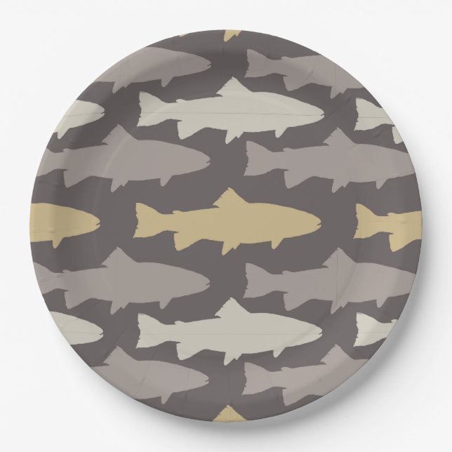 Fly Fishing Lures Pattern Paper Plate (Front)
