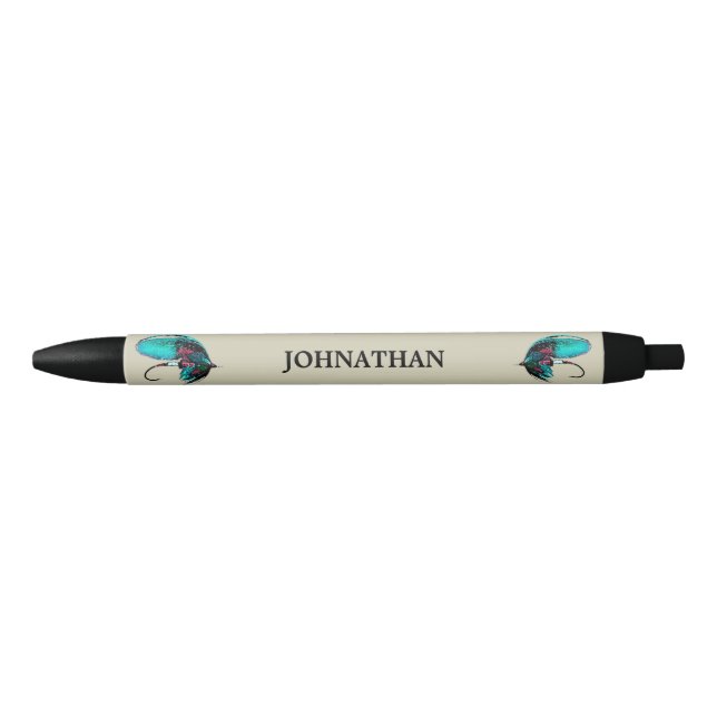 Fly Fishing Lures with Custom Text Black Ink Pen (Front)