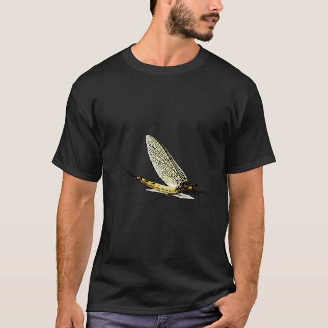 Fly Fishing Mayfly Rod Reel Tying Trout Rainbow Br T-Shirt (Front)