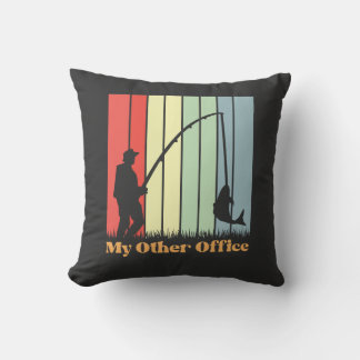 Fly Fishing My Other Office Retro Cushion