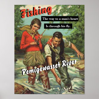 Fly Fishing on the Pemigewasset River Vintage Poster