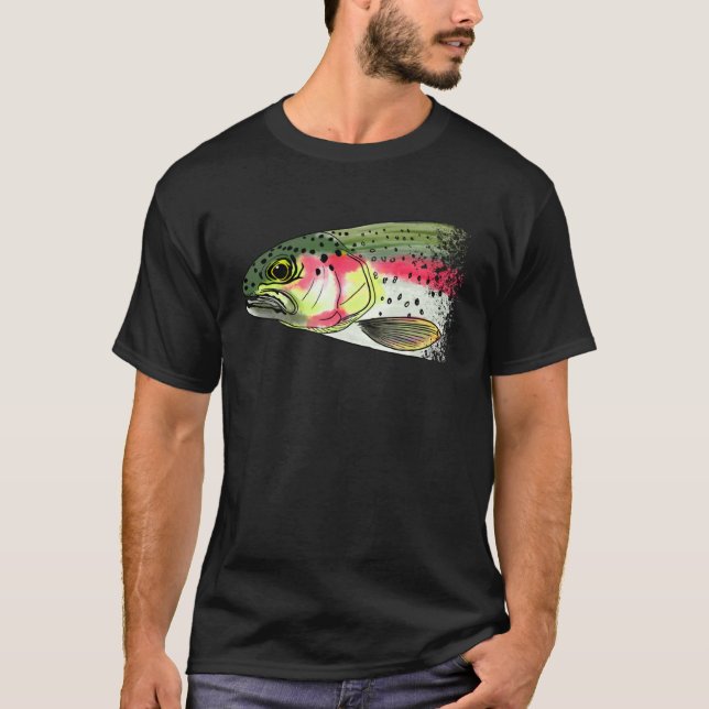 Fly Fishing Rainbow Trout Dry Fly Tying Fisherman T-Shirt (Front)