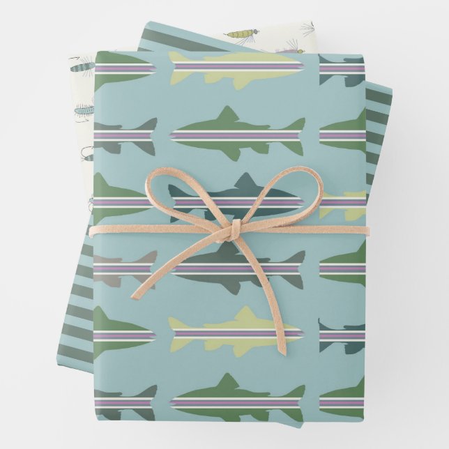 Fly Fishing Rainbow Trout Gift Wrap Set (In situ)