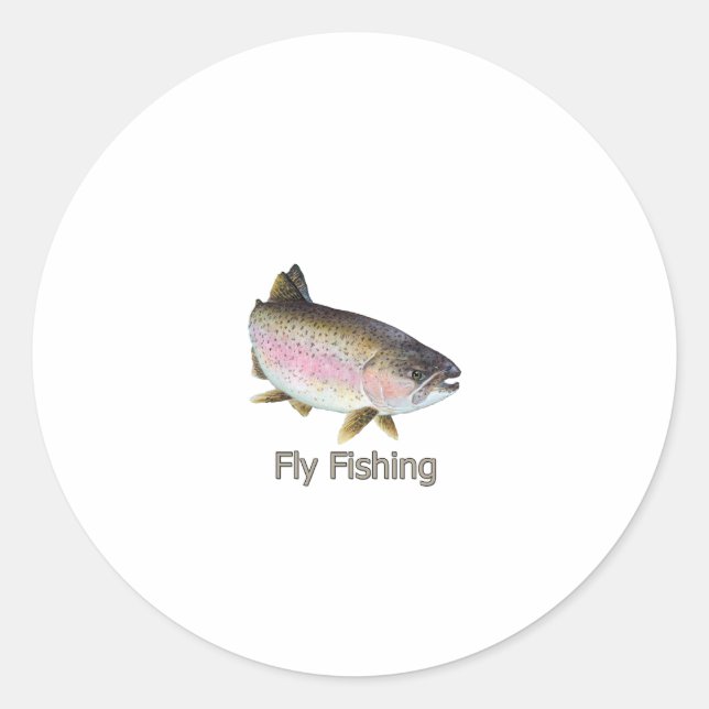 Fly Fishing Rainbow Trout Logo Classic Round Sticker (Front)