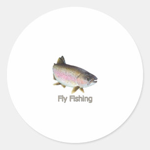 Fly Fishing Rainbow Trout Logo Classic Round Sticker