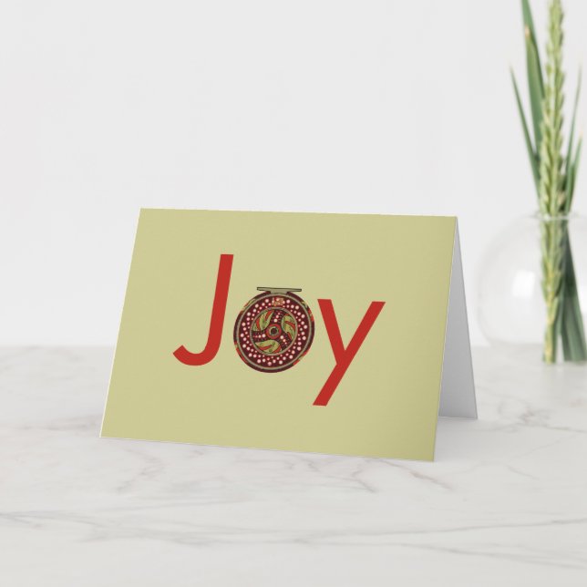 Fly Fishing Reel for Fisherman Angler Holiday Card (Front)