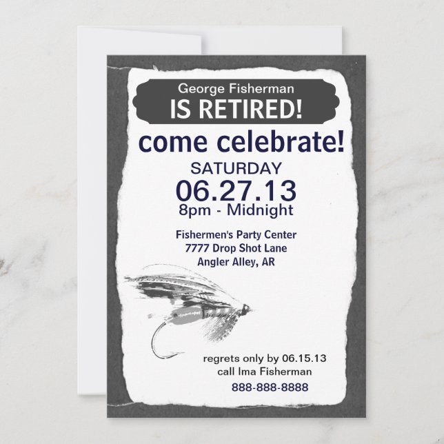 Fly Fishing Retirement Celebration Invitation (Front)