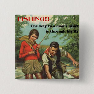 Fly Fishing - Retro Image with Funny Saying 15 Cm Square Badge