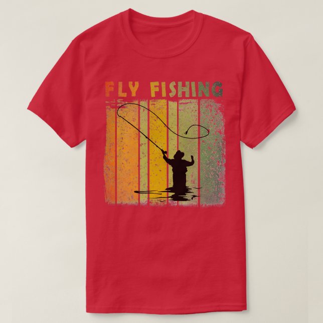 fly fishing retro vintage style T-Shirt (Design Front)