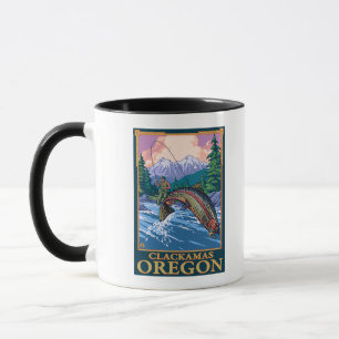 Fly Fishing Scene - Clackamas, Oregon Mug