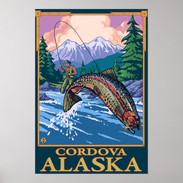 Fly Fishing Scene - Cordova, Alaska Poster (Front)